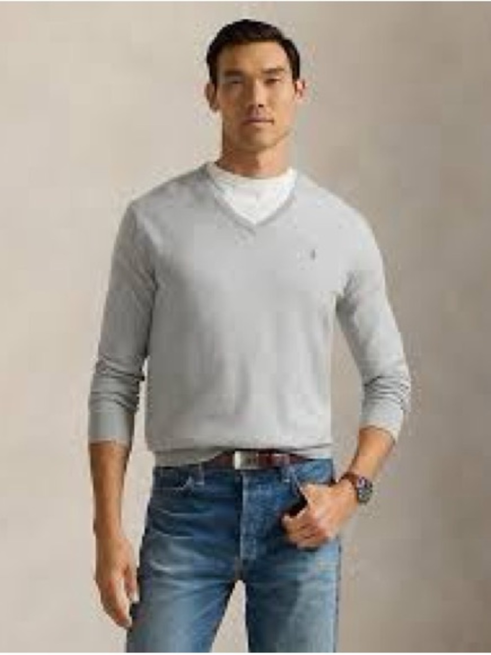 Ralph Lauren Light Gray V-Neck Men's Sweater